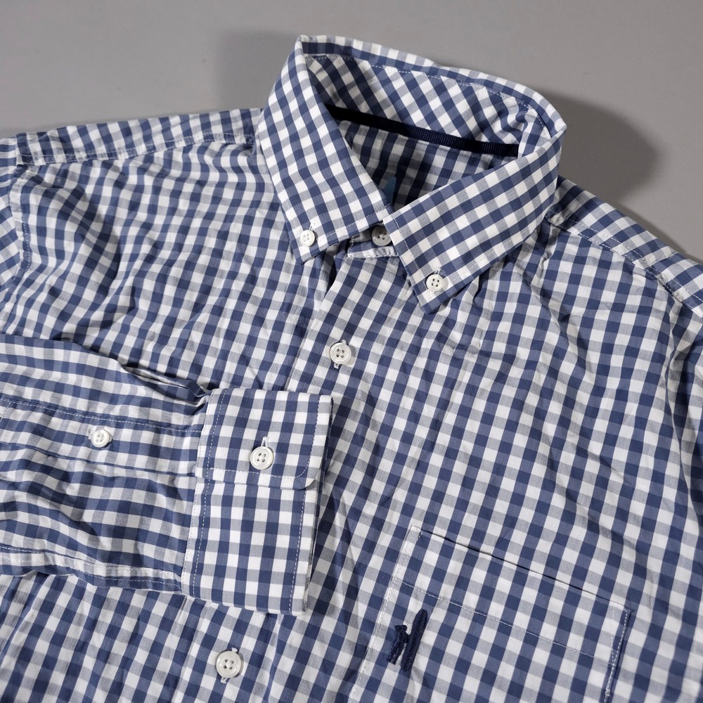 johnnie-O Button Down Shirt Mens S Blue Gingham PREP-FORMANCE‎ Long Sleeve